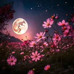 Obraz na płótnie Canvas flower and moon