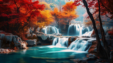 Fototapeta na wymiar Amazing in nature beautiful waterfall