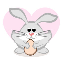 Cute rabbit with egg. Easter bunny