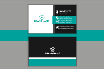 Blue and black creative business card, Name card horizontal simple clean template vector design.