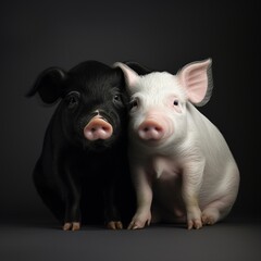 Nice white and black pigs image Generative AI