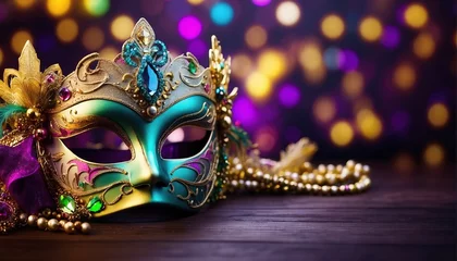Foto op Canvas Mardi gras mask, Carnival mask decoration with soft focus light and bokeh background © WrongWay