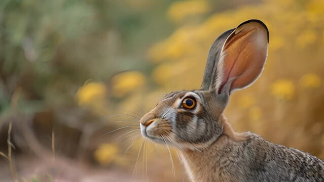 In this closeup image a jackrabbits ear is on full display showcasing its remarkable ability to rotate up to 180 degrees to better detect sounds. A crucial adaptation tha
