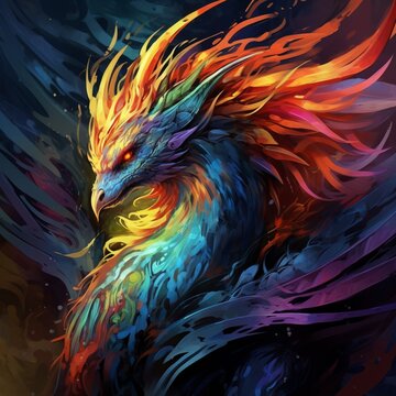 Nice winged colorful dragons Generative AI