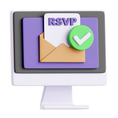 3D Illustration of Confirmed RSVP Acknowledgment
