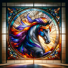 Stained glass horse