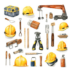 Clipart Bundle Watercolor Hand tools element Object and Equipment