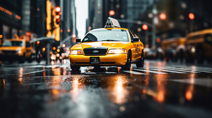 Yellow Cab Ballet: Taxis Weaving Through City Streets, Generative AI