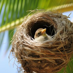 palm tree baby bird famous nest images Generative AI