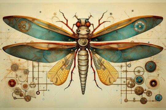 Dragonfly Painting With Circles, A Delicate and Captivating Artwork