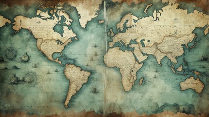 Fototapeta premium old world map on paper