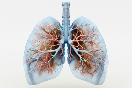 recommend clip art: Human lungs with alveolus, medically 3D
