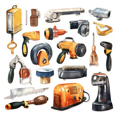 Clipart Bundle Watercolor Power Hand tools element Object and Equipment