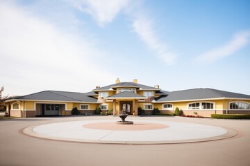 Obraz premium spacious flatroofed mansion with circular driveway