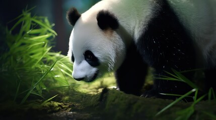 Obraz premium giant panda eating bamboo