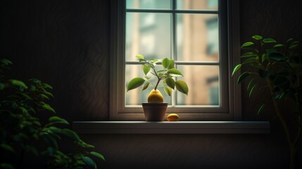 Potted Plant on Window Sill, Natural Decor for a Bright Space