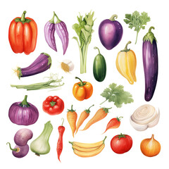 Clipart Bundle Watercolor Vegetable element Object