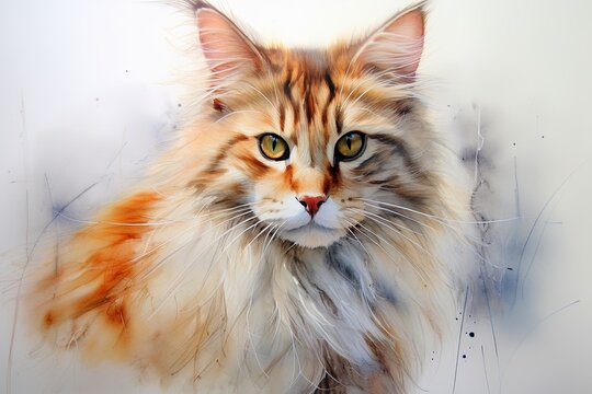 A Painting of a Cat With Yellow Eyes