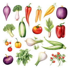 Clipart Bundle Watercolor Vegetable element Object