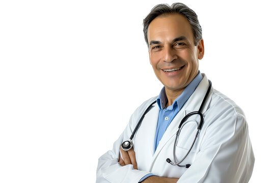 doctor portrait on white background, AI generated