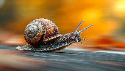 Super fast turbo snail. Successful fast moving snail. Amazing power concept and business skill services success or competitive advantage as a powerful rocket fast snail winning  overcoming challenges 