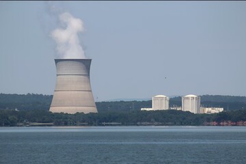 Nuclear One Power Plant in Russellville, Arkansas with Lake Dardanelle in the Foreground