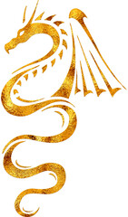 Fototapeta premium Majestic Gold Dragon - Digital Painting | Mythical Elegance.