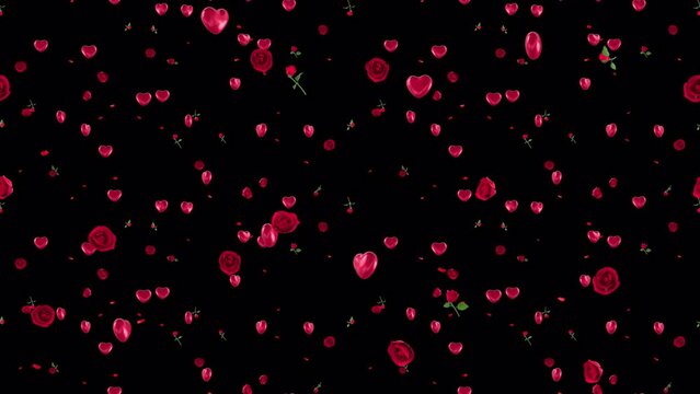 Valentines Day Loop Tile falling with alpha. This beautiful 3d animation for Valentine day with an alpha channel is loopable and tileable.