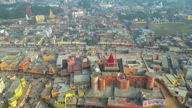 Ayodhya Drone view Shri Ram Mandir, Shri Hanuman Garhi Mandir, Lata Mangeshkar Chowk and Ram ki Paidi Ghats