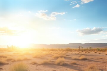 Fototapeta na wymiar sun setting behind desert plateau