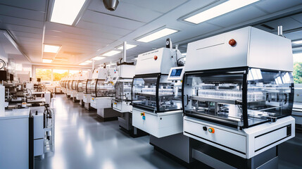 Obraz premium Industrial Manufacturing Facility with Technology, Machinery, and Research
