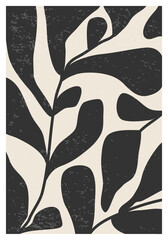 Minimalist poster with abstract art leaf composition