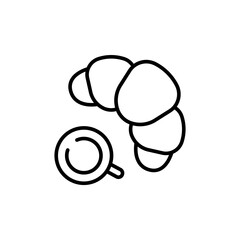 Croissant outline icons, minimalist vector illustration ,simple transparent graphic element .Isolated on white background