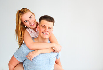 Portrait of the young couple in love