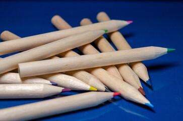 pencils on a blue background