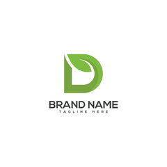 Alphabet D letter green leaf ecology nature logo element vector