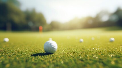 Fairway Moments: Golf Ball in Relaxing Greenery, Generative AI