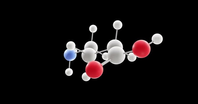 Gaba molecule, rotating 3D model of gamma-aminobutyric acid, looped video on a black background
