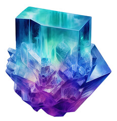Fluorite crystal isolated on a transparent background