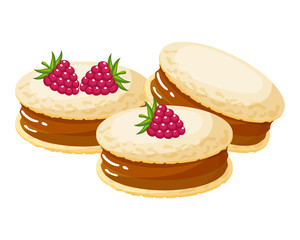 Chilenitos cookies with caramel, dessert, Latin American cuisine. National cuisine of Chile. Food illustration, vector