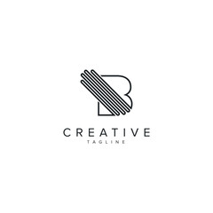 Alphabet B letter modern style line logo element vector.