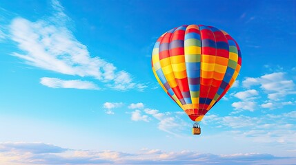 Fototapeta na wymiar Colorful, hot air balloon, floating, clear cerulean sky, graceful, mesmerizing, airborne, tranquil. Generated by AI.