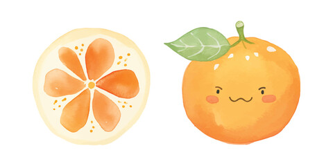 cute orange watercolor vector illustration