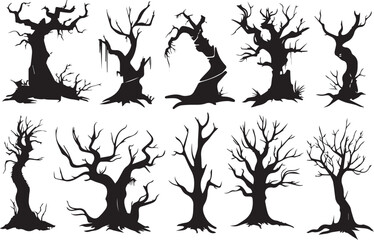 Set Trees. Hand drawn vector illustration