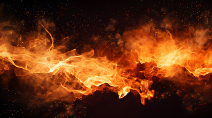 Fototapeta na wymiar Fire sparks with flames on black background