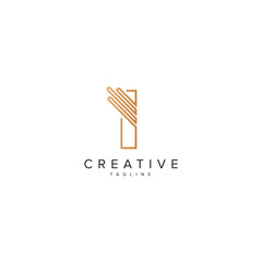Alphabet I letter modern luxury style line logo vector element.