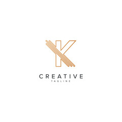 Alphabet K letter modern luxury style line logo vector element.