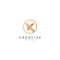 Alphabet K letter modern luxury style line logo vector element.