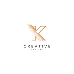 Alphabet K letter modern luxury style line logo vector element.