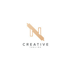 Alphabet N letter modern luxury style line logo vector element